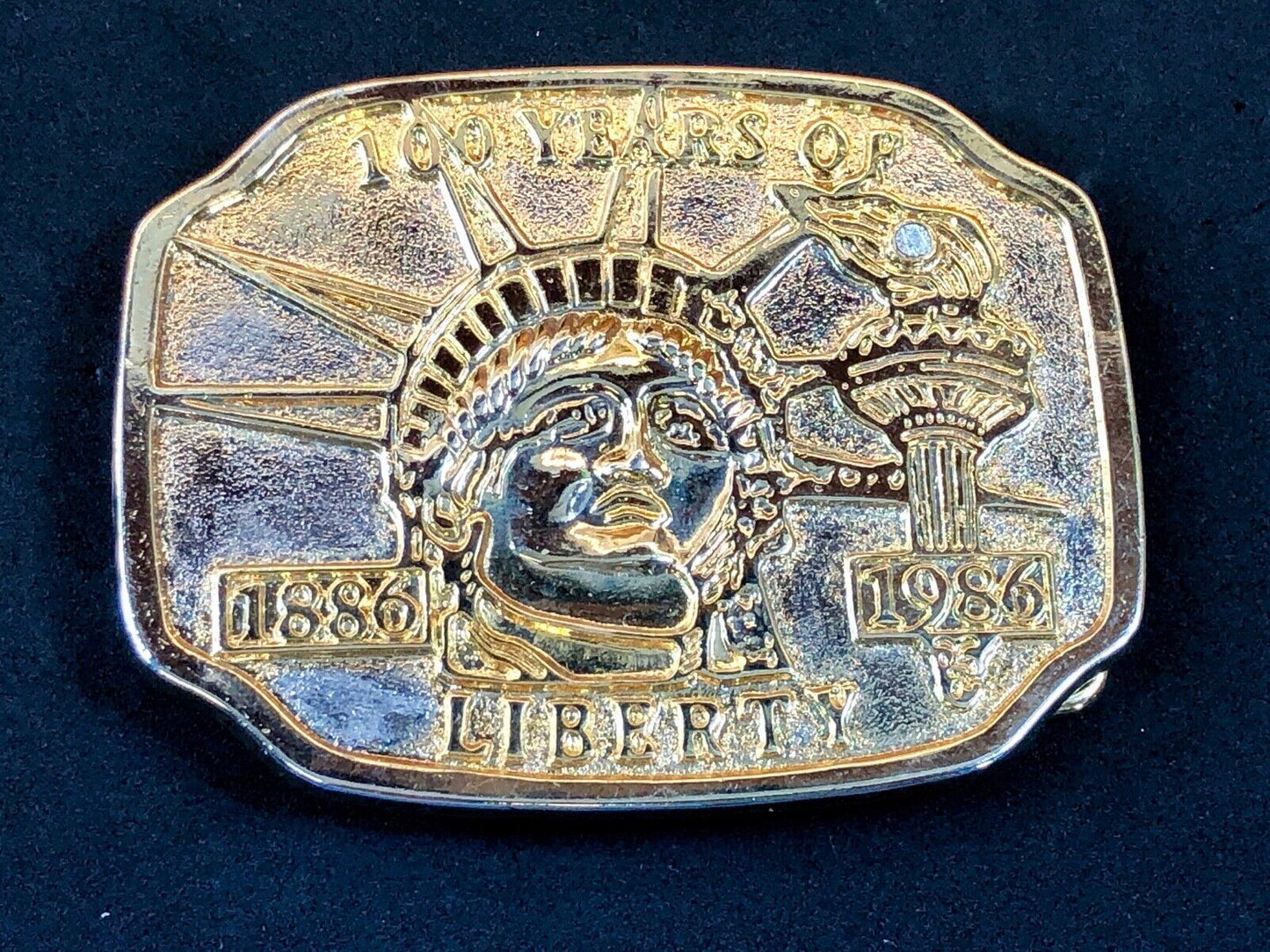 Vintage 1986 Golden Statue of Liberty New York NYC Belt Buckle 100 Years