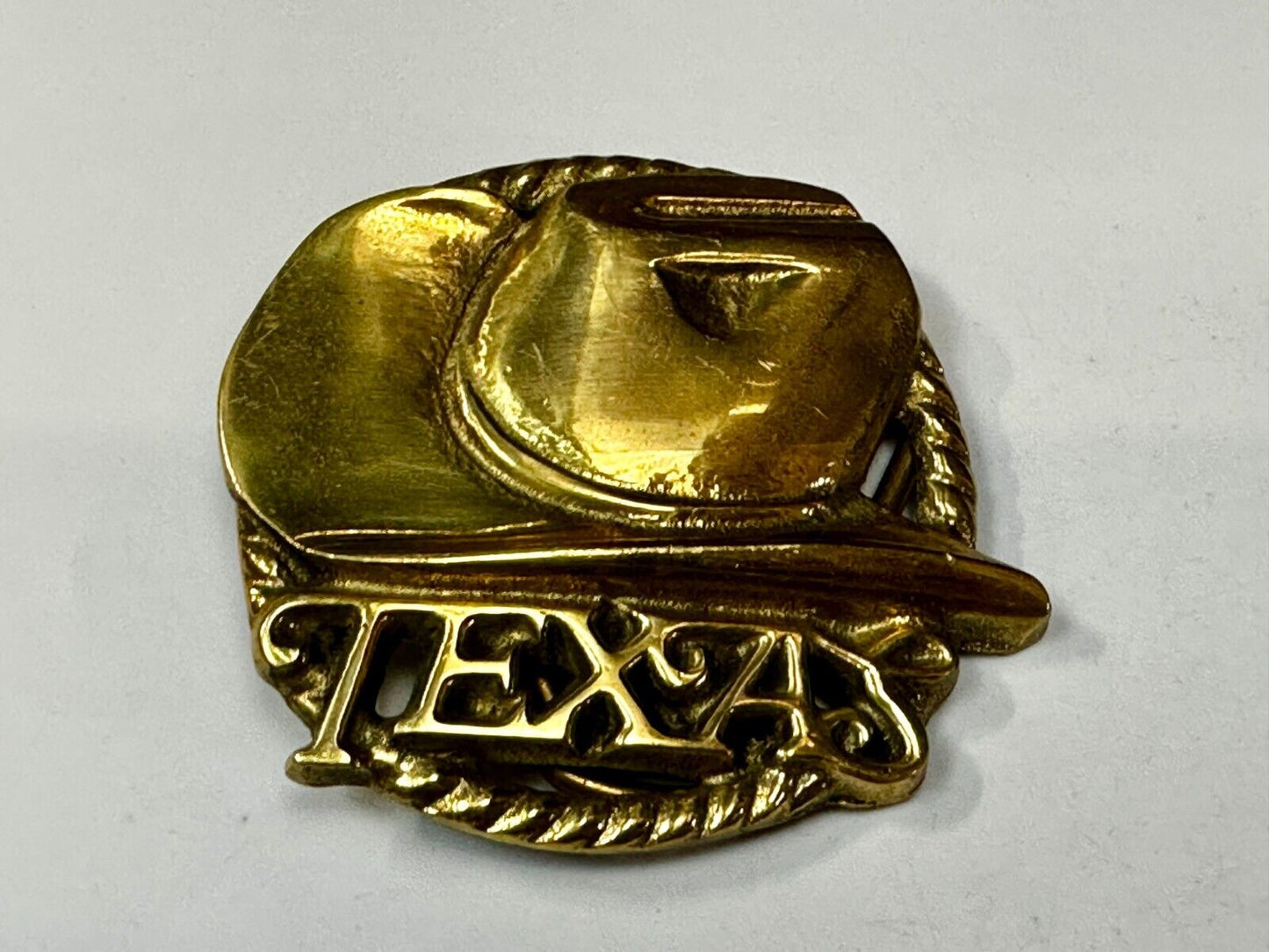 Texas State Cowboy Hat w/ Rodeo Cowboy Rope Vintage Western Cutout Belt Buckle
