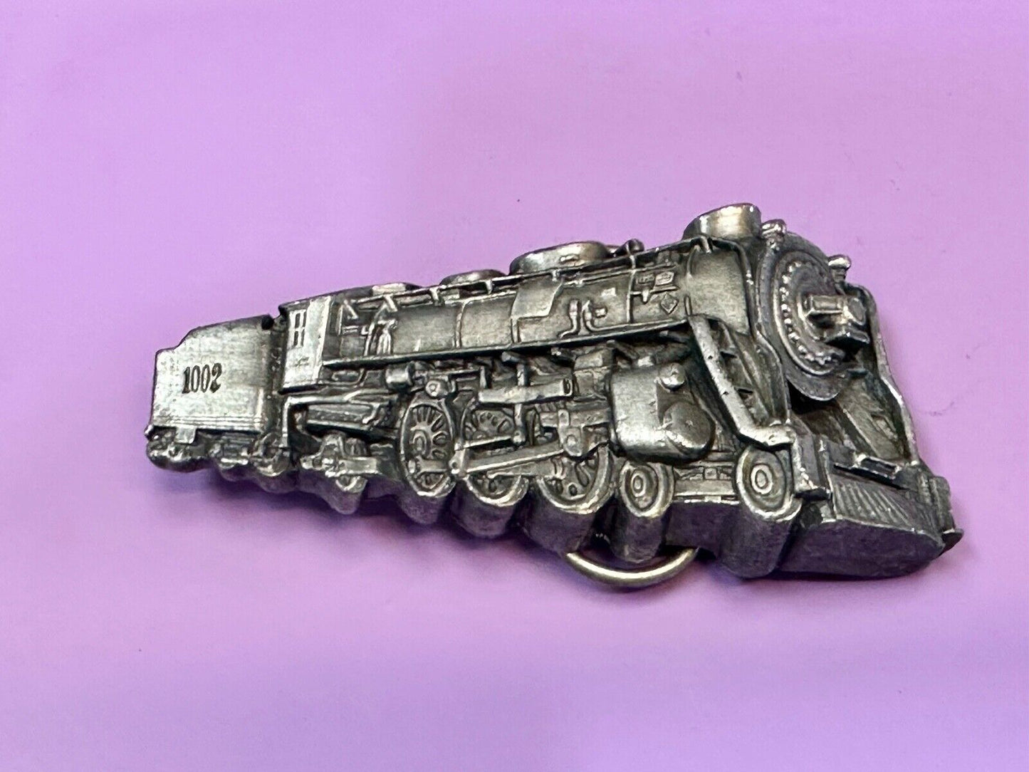 Train Rail Road Steam Engine RR vintage 1978 Bergamot Brass Works belt buckle