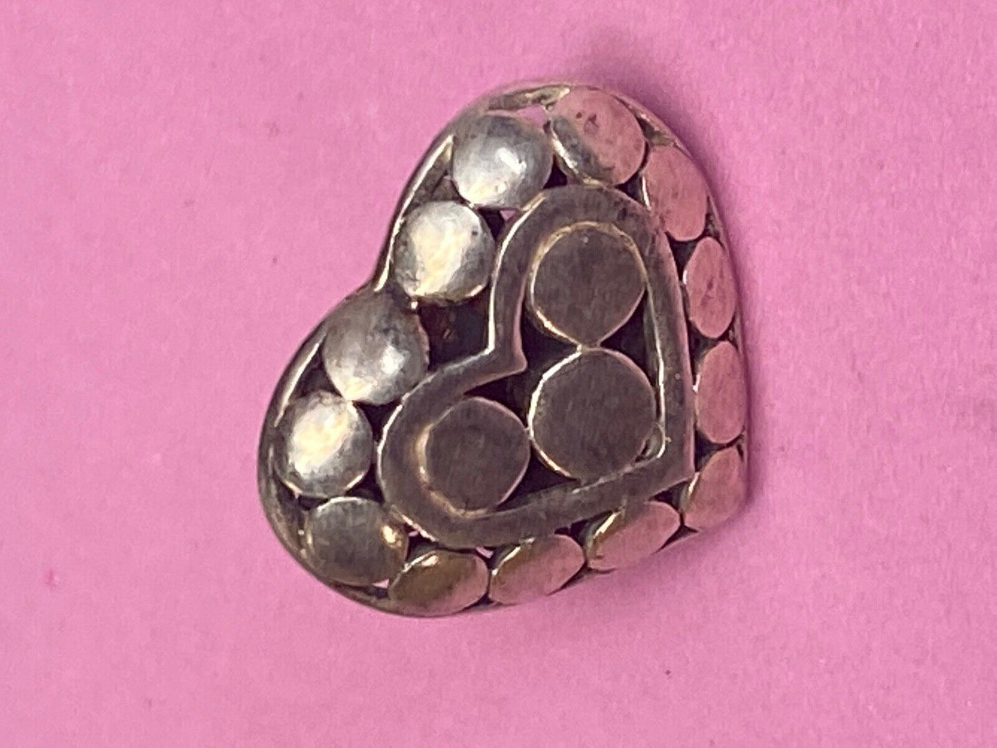 Adorable Heart Silver 925 Vintage See Thought Skeleton Southwestern Brooch