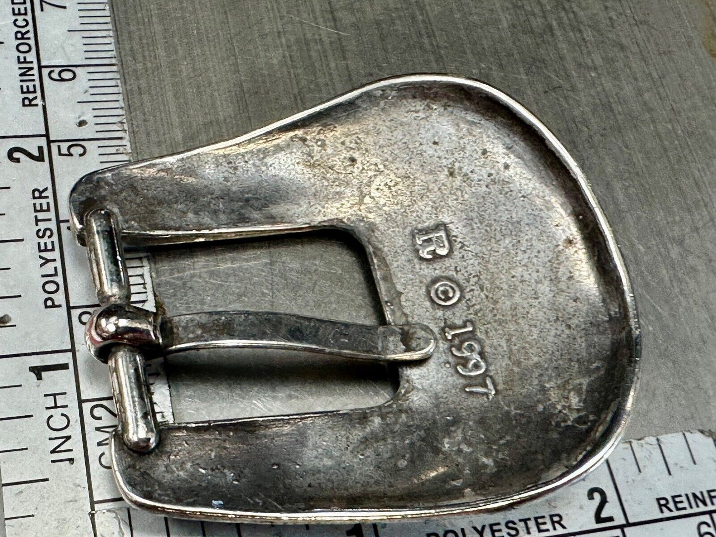 2" wide, silver tone ranger style cowgirls belt buckle