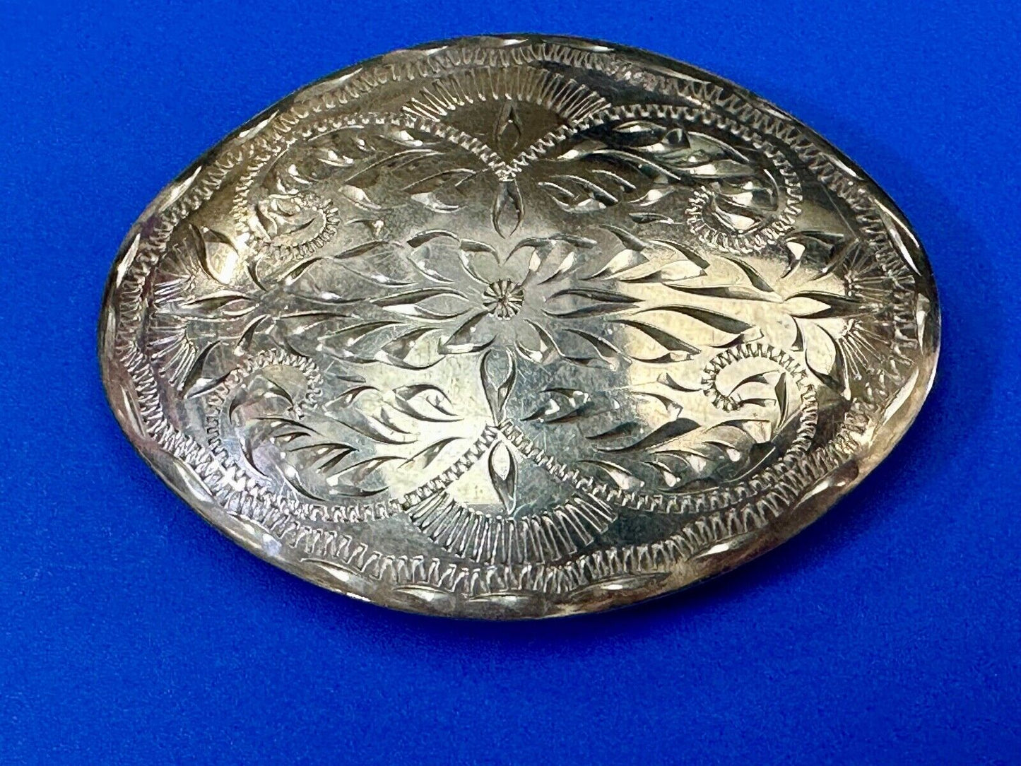 Beautiful Western Flair 3.5" wide engraved oval belt buckle