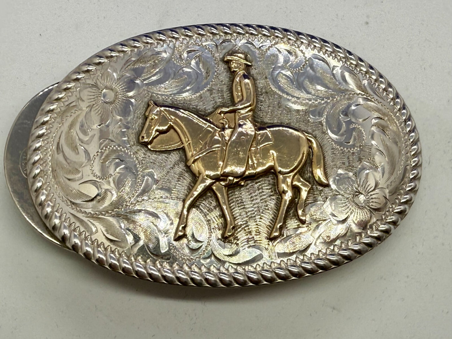 Vintage Diablo Sterling 8 Belt Buckle - Horseback cowboy BEAUTIFUL