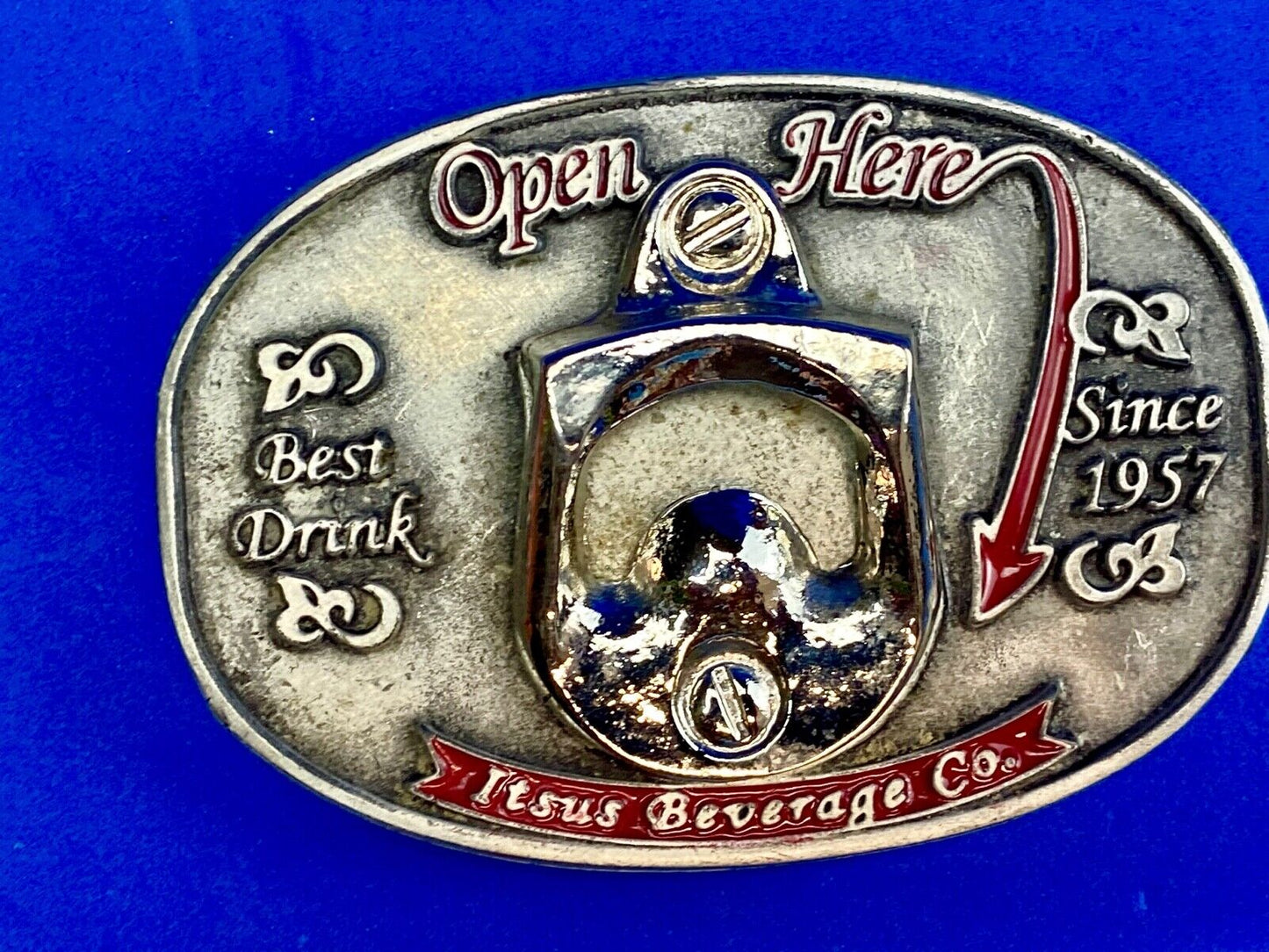 Vintage Bottle Opener Belt Buckle - Open Here - ultimate pickup line! maybe?