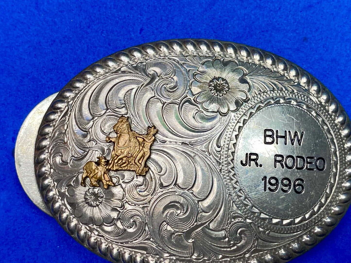 Bhw Jr. Rodeo 1996 Trophy Style German Silver Western Belt Buckle By Wage’s