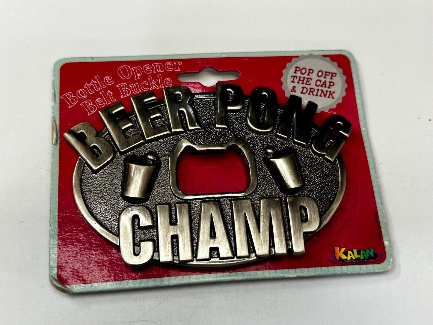 Beer Pong Champ - NOS Kalan Bottle Opener & Belt Buckle - Perfect pick up Line!