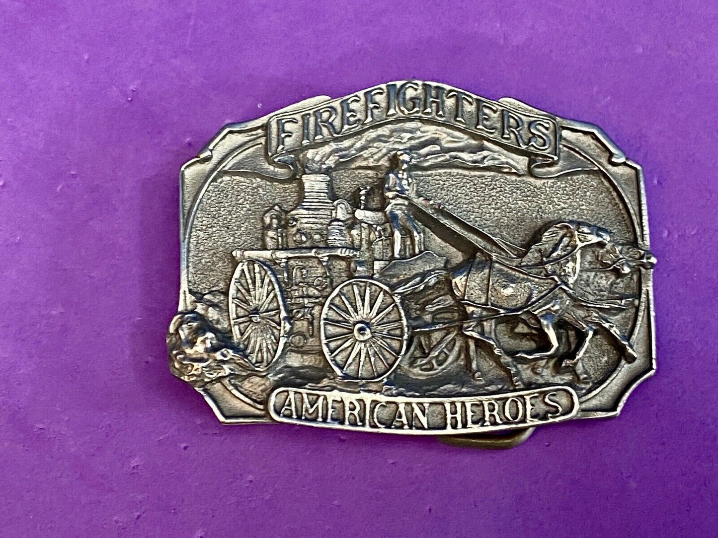 1988 Fire Fighters Firefighters American Heroes Pewter Belt Buckle