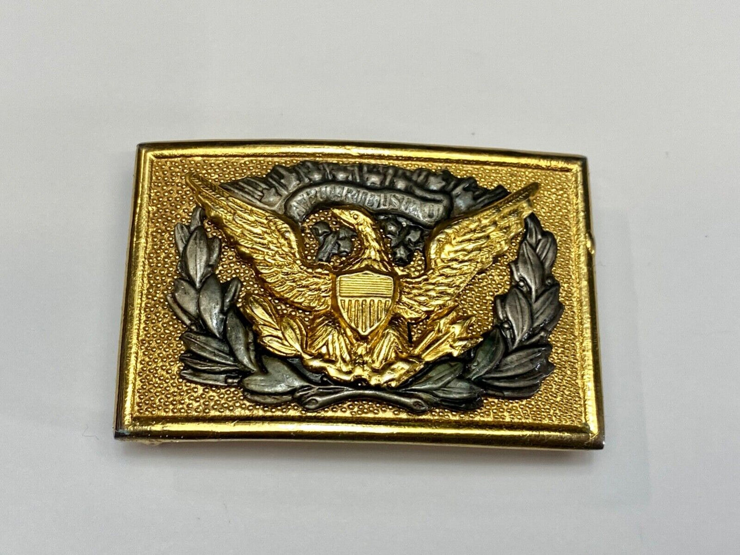 Vintage American Eagle Shield Olive Branch Emblem belt buckle & table plaque