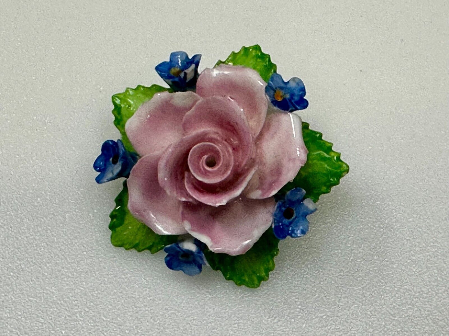Beautiful Rose Flower Bouquet Brooch Pin Denton China Made in England