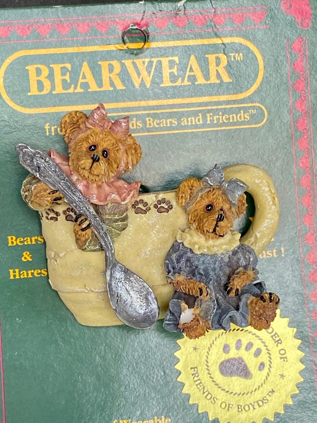Tea Time, Adorable Boyds Bears & Friends Bearware Collection Pin / Brooch