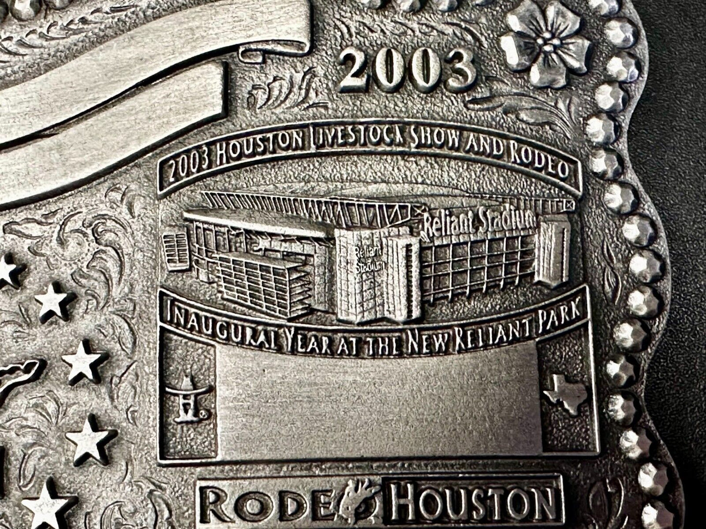 2003 Houston Livestock Show and Rodeo Inaugural Award Trophy Cowboy Belt Buckle