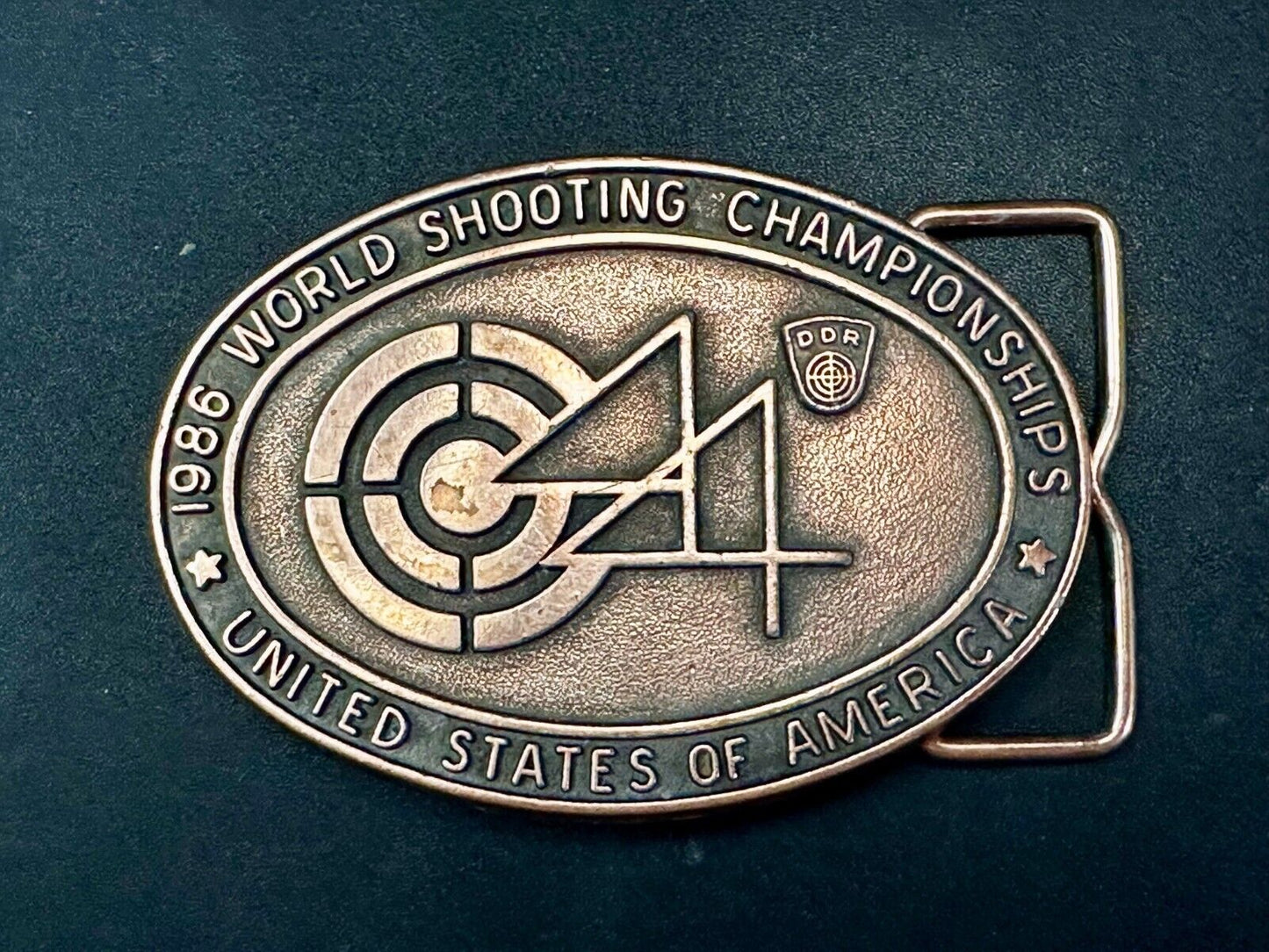 1986 World Shooting Championship Event United States of America Belt Buckle