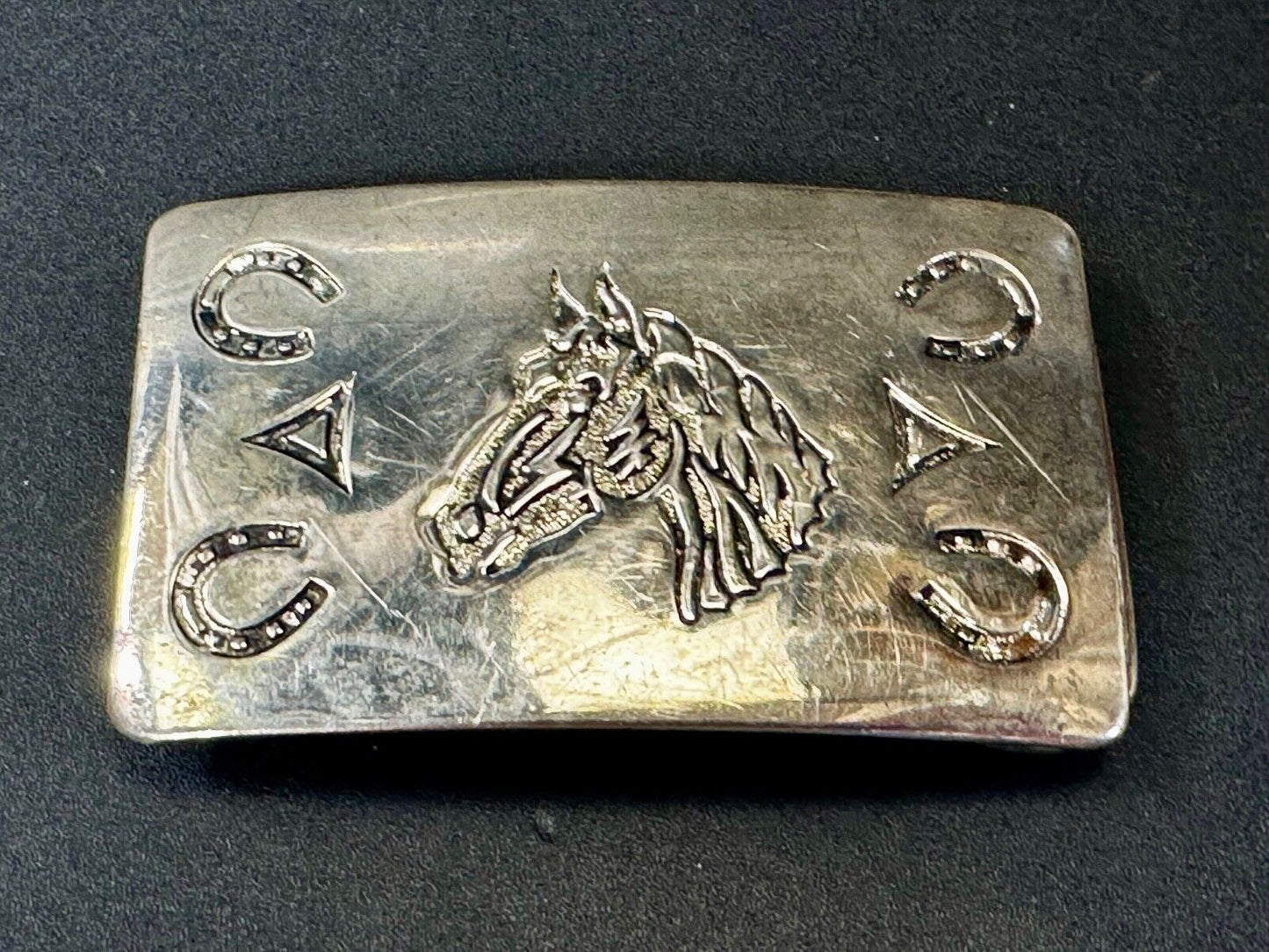 Vintage Chambers Horse Head with Horseshoes Vintage Southwestern Belt Buckle