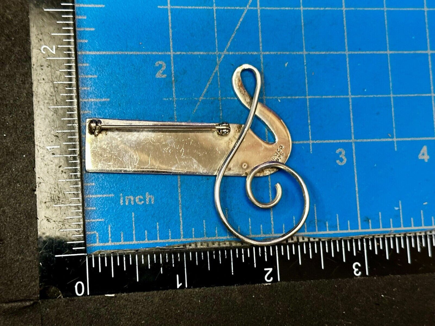 Treble Clef Piano Music Keyboard Musician Vtg. Brooch Pin Sterling 925 Mexico
