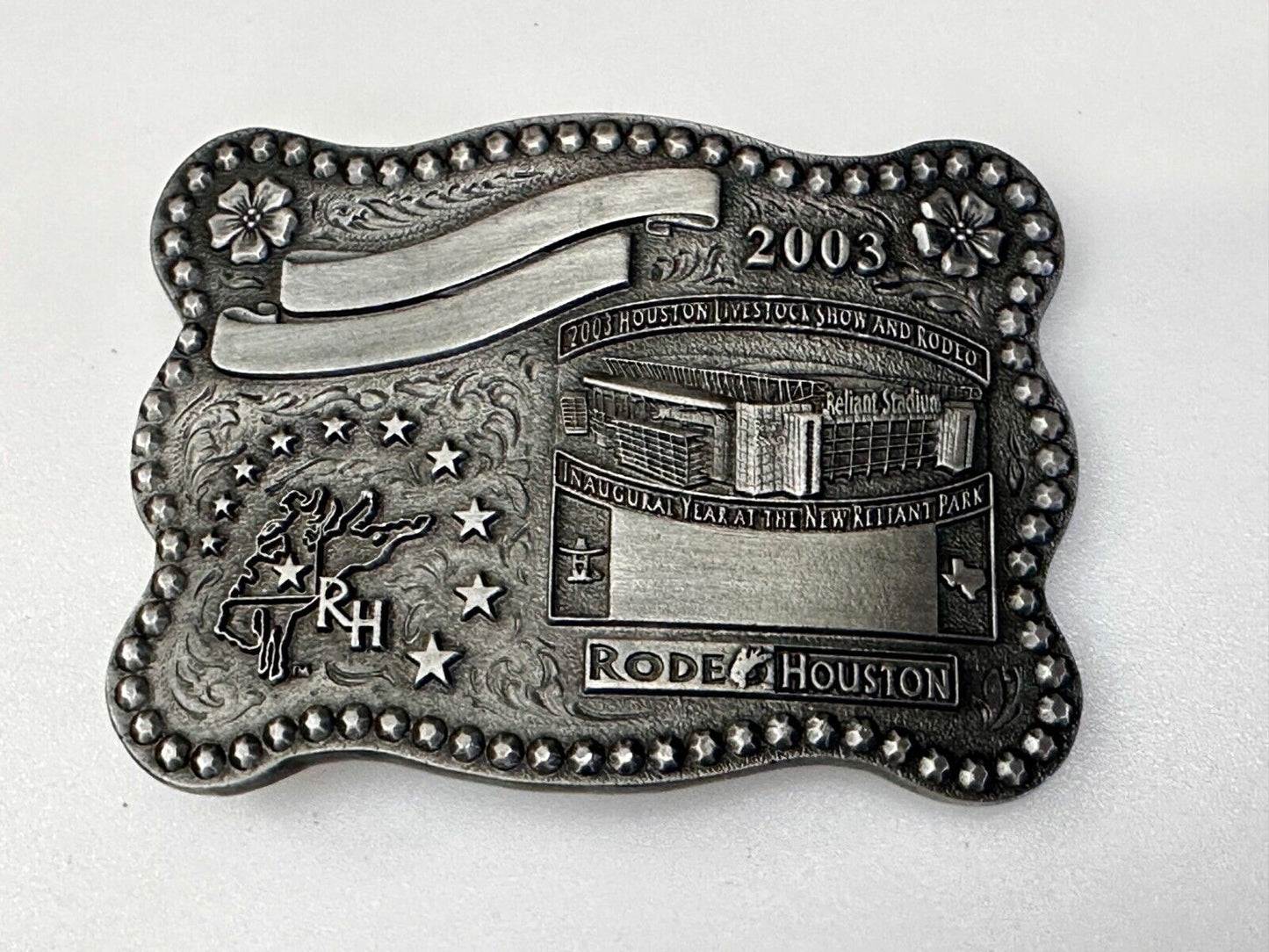 2003 Houston Livestock Show and Rodeo Inaugural Award Trophy Cowboy Belt Buckle