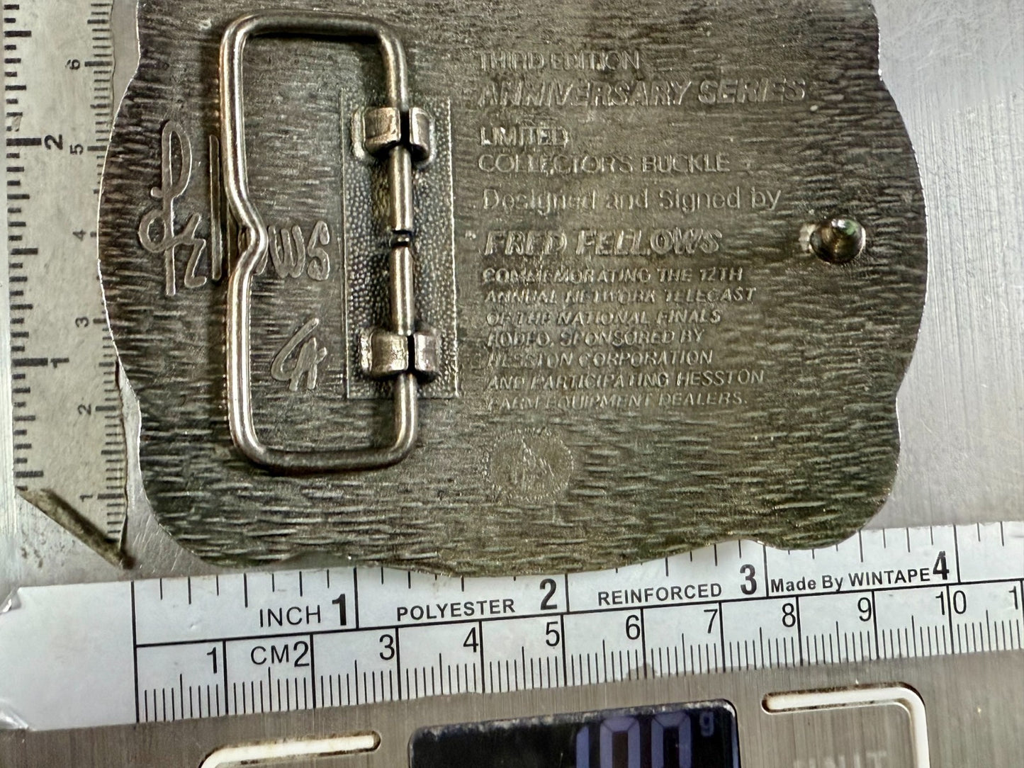 1985 Hesston NFR National Finals Rodeo Calf Roping Vintage Belt Buckle