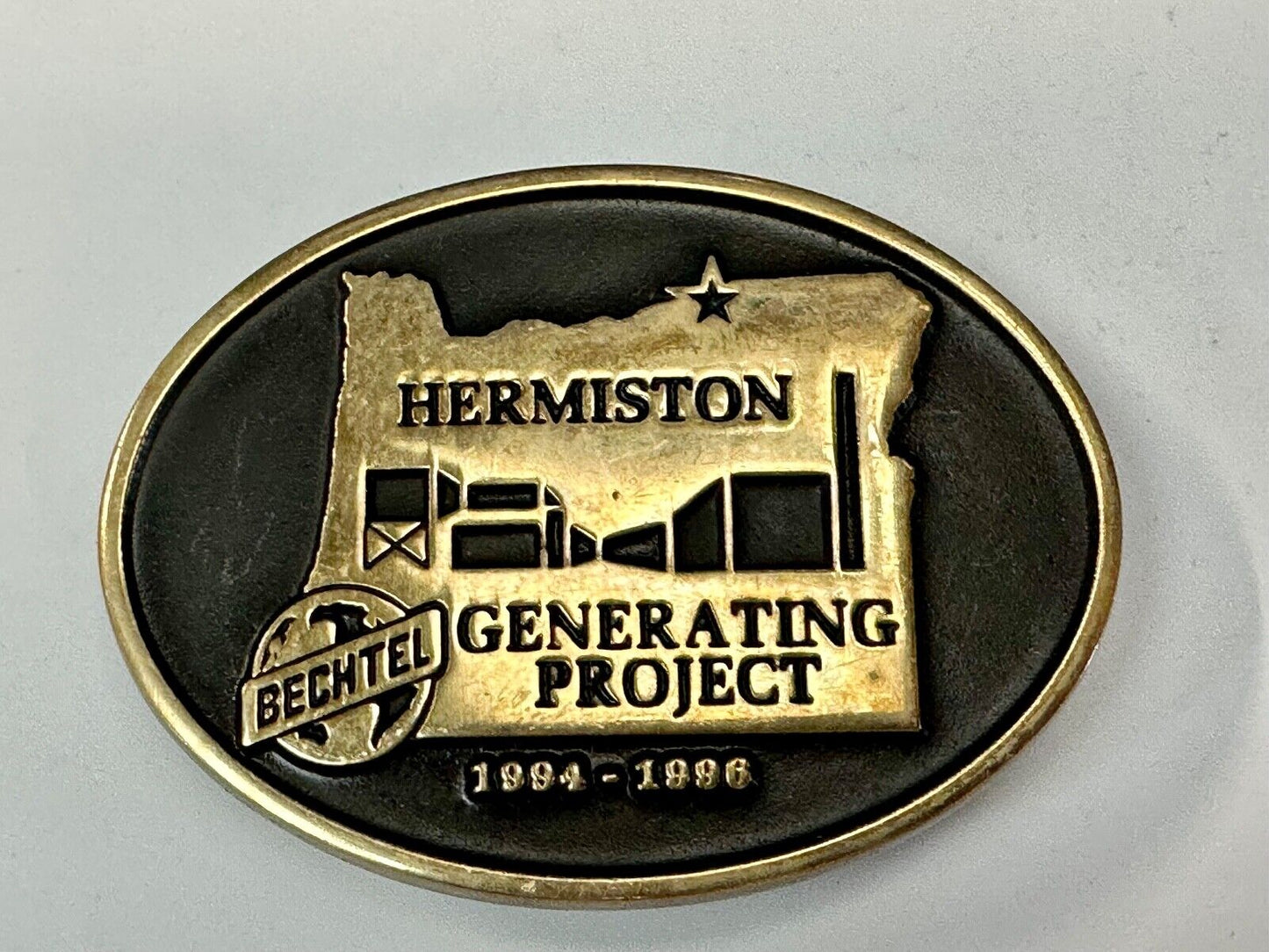 Bechtel HERMISTON Generating Project GE 7FA 94 - 96 Vtg. Anacortes belt buckle