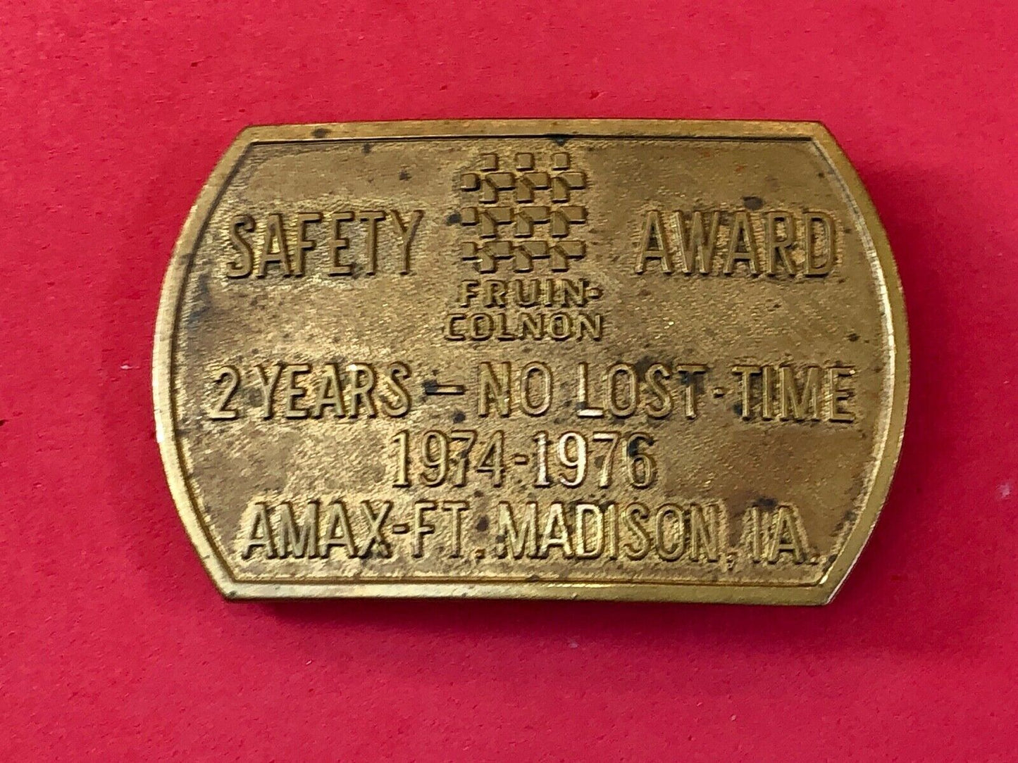 Vintage 1970’s two year safety award- no lost time belt buckle