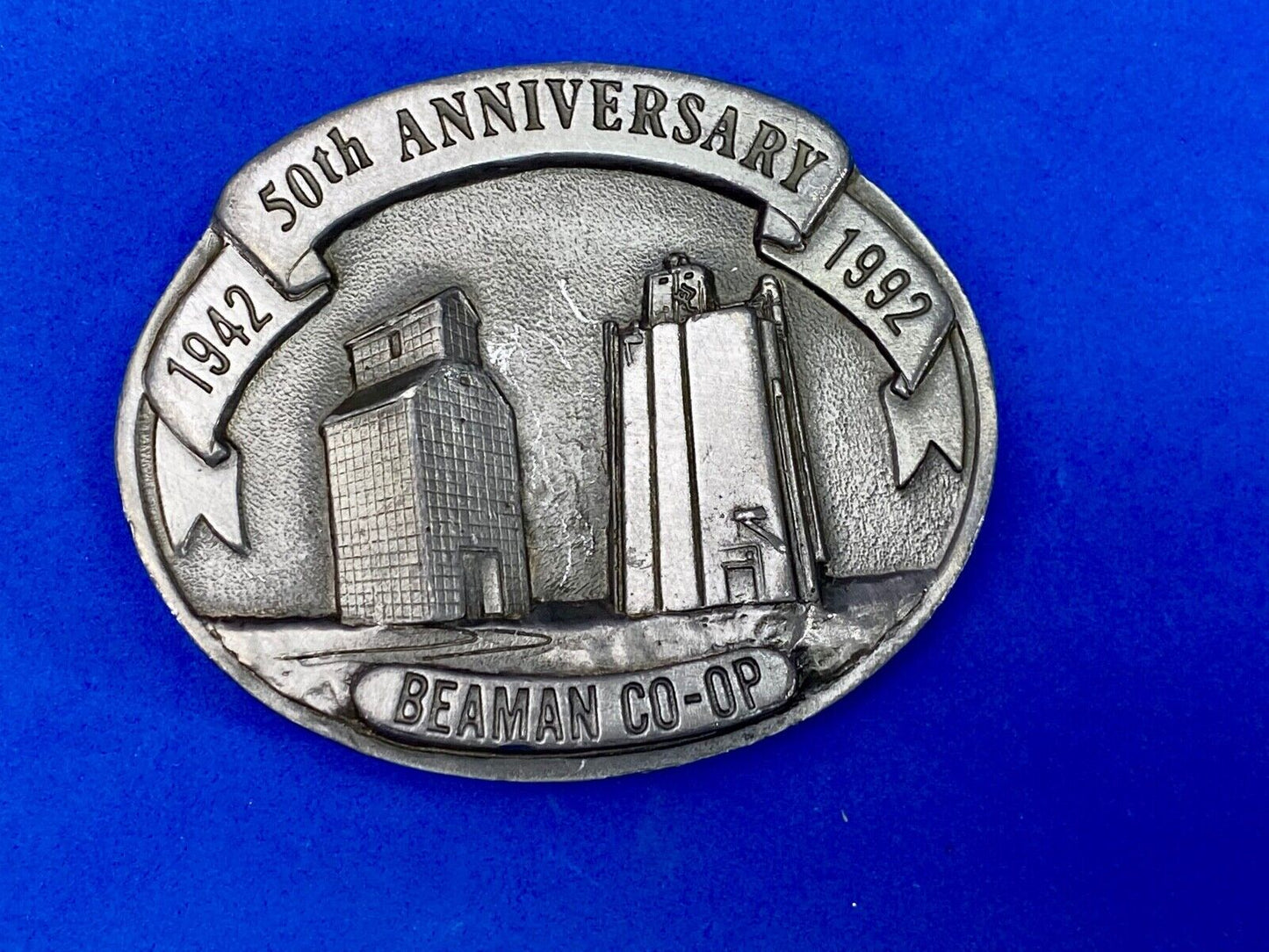 Beaman Co-Op 50Th Anniversary Iowa Feed Grain Farming Agriculture Belt Buckle