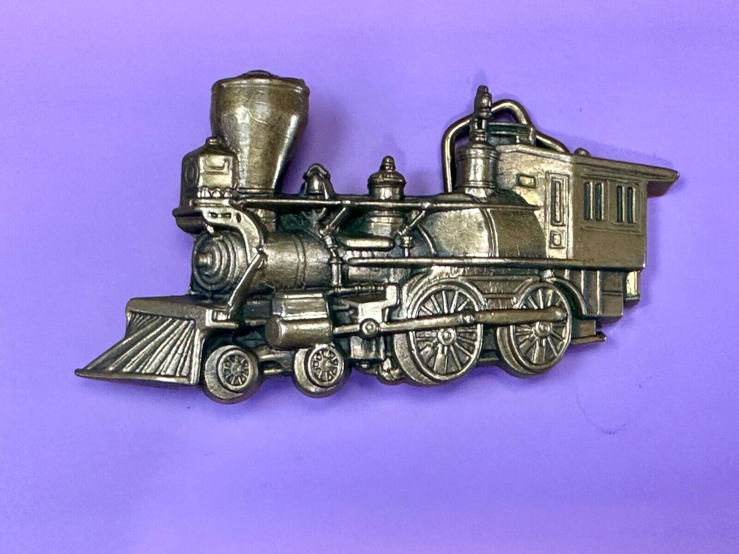 Train Rail Road Steam Engine vintage 1978 solid brass Baron Buckles belt buckle