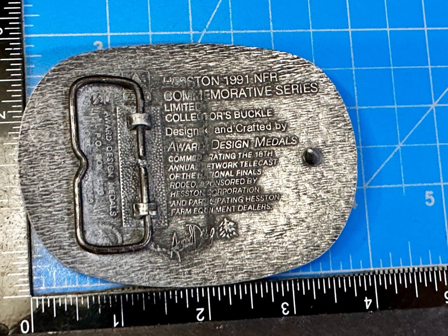 1991 Hesston NFR National Finals Rodeo Cowboys Western ADM Belt Buckle