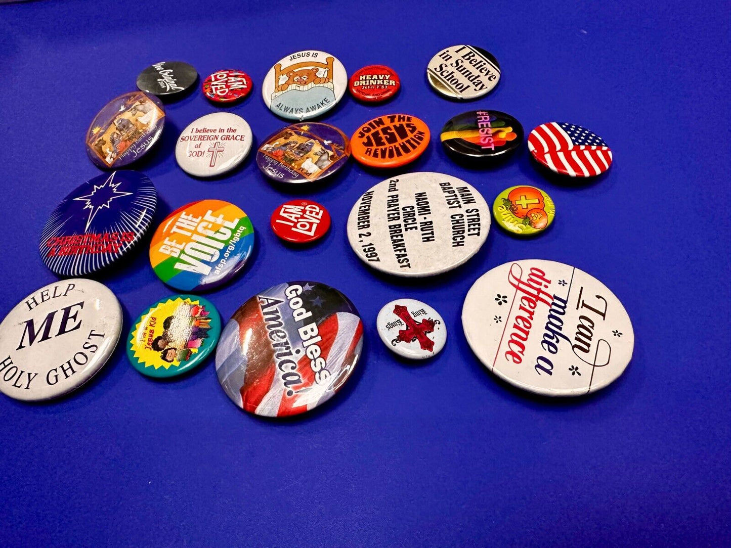 20 Religious Button Pins Pinbacks Mixed Lot Grab Bag Resale Gifts!