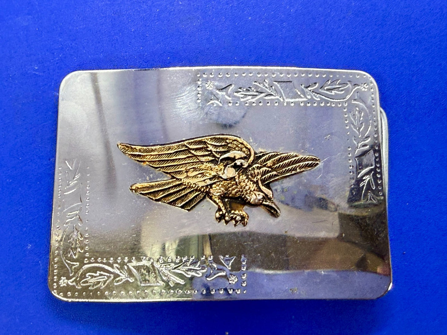 American Eagle Flying Diving Hunting on Reflective Two Tone Western Belt Buckle