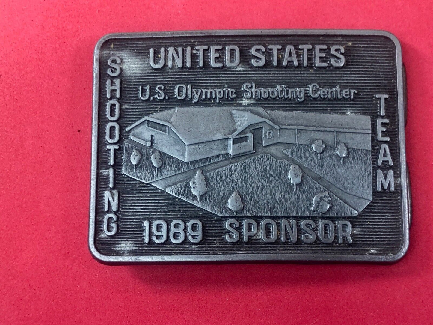 Vintage 1989 Spencer US olympics Shooting Center belt buckle