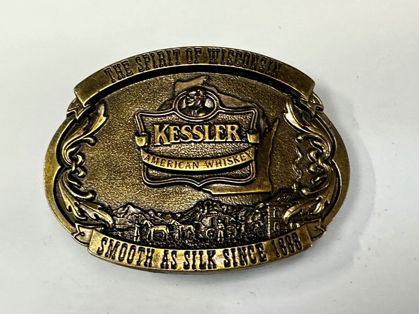 The Spirit of Wisconsin - KESSLER American Whiskey Belt Buckle Smooth As Silk