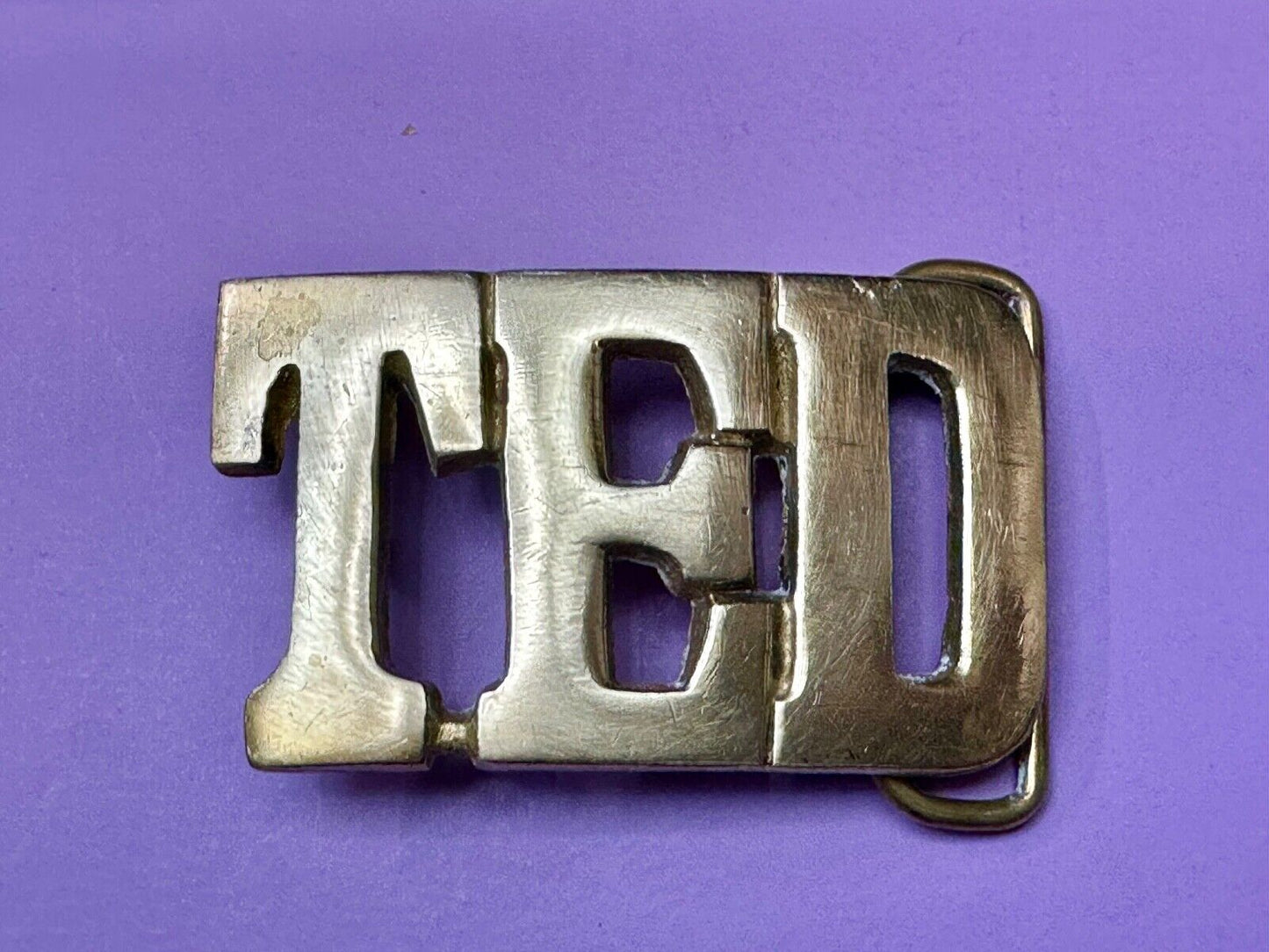 TED Custom Name in Cutout block letters solid brass Baron belt buckle