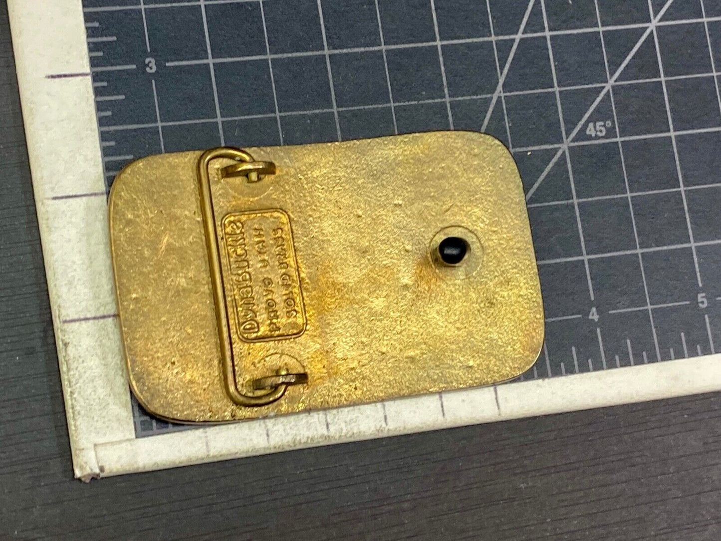 Vintage 1989 **ECHO BAY MINERALS** COVE PROJECT MINING SOLID BRASS BUCKLE