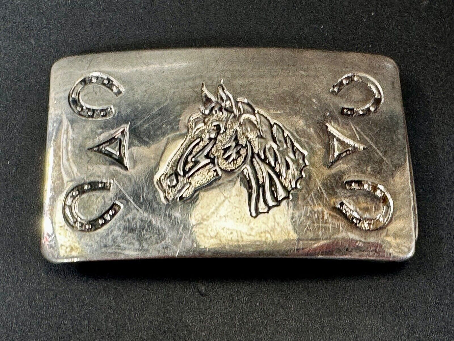 Vintage Chambers Horse Head with Horseshoes Vintage Southwestern Belt Buckle