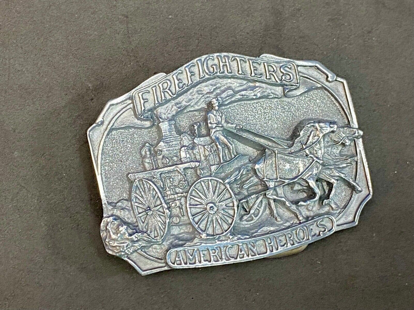 1988 Fire Fighters Firefighters American Heroes Pewter Belt Buckle