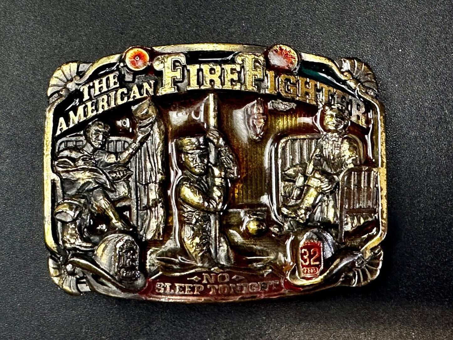 1986 The American Fire Fighter - No Sleep Tonight Vintage Belt Buckle