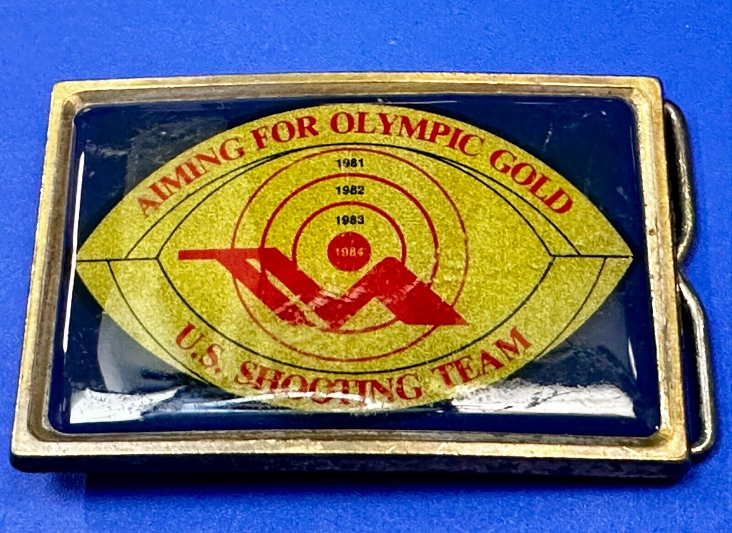 Aiming for Olympic Gold Vintage US Shooting Team Los Angeles 1984 Belt Buckle