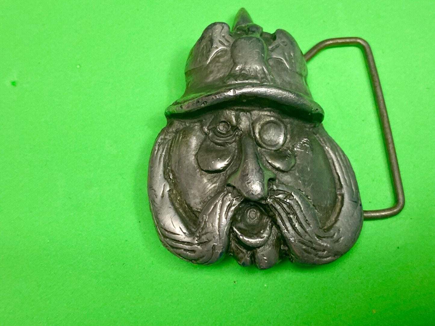 Vintage Head Herman Black Belt Buckle Art Nouveau Singing! Indiana Metal Craft