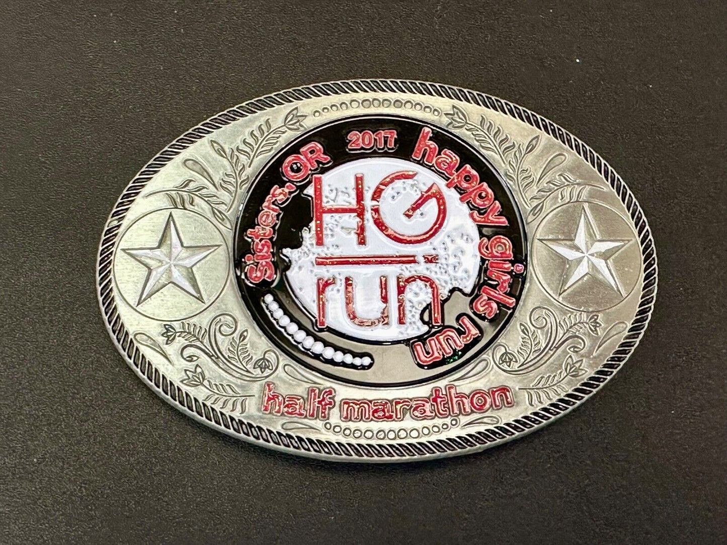 2020 Half Marathon award Happy Girls Sisters Run HG emblem belt buckle