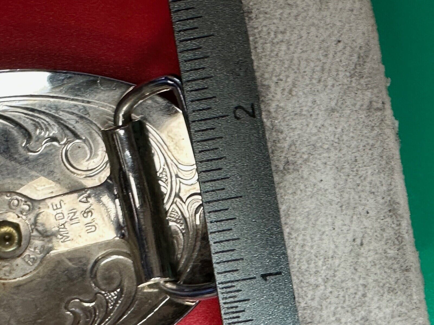 vintage Chambers Horse Saddle - Cowboys Cowgirls two tone belt buckle