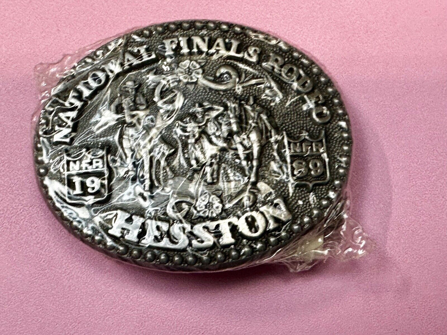 1989 NFR National Finals Rodeo NOS Youth Size Hesston Commemorative Belt Buckle