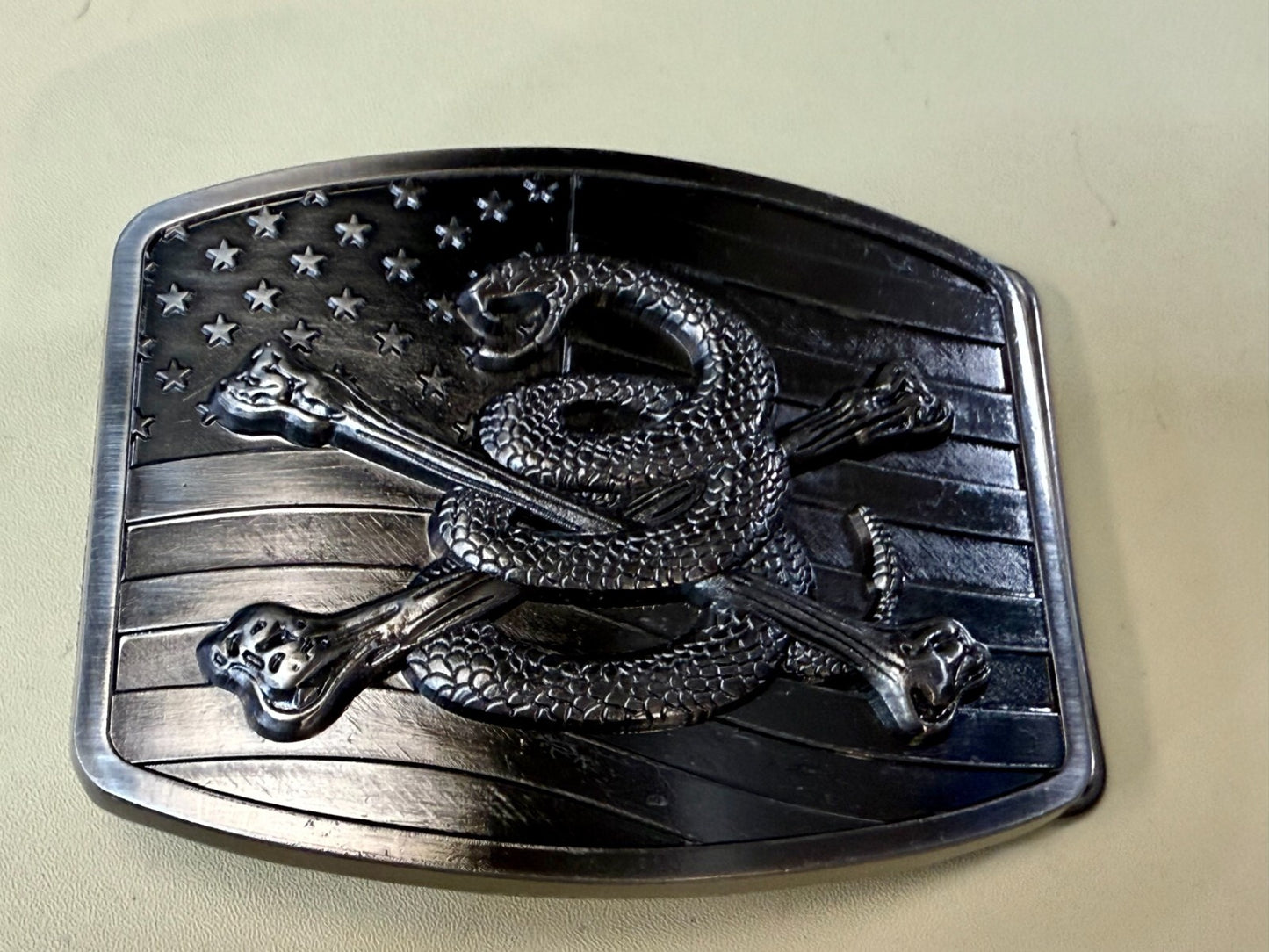 USMC Snake Crossbones Flag US Marine Corps Don't Tread on me Belt Buckle