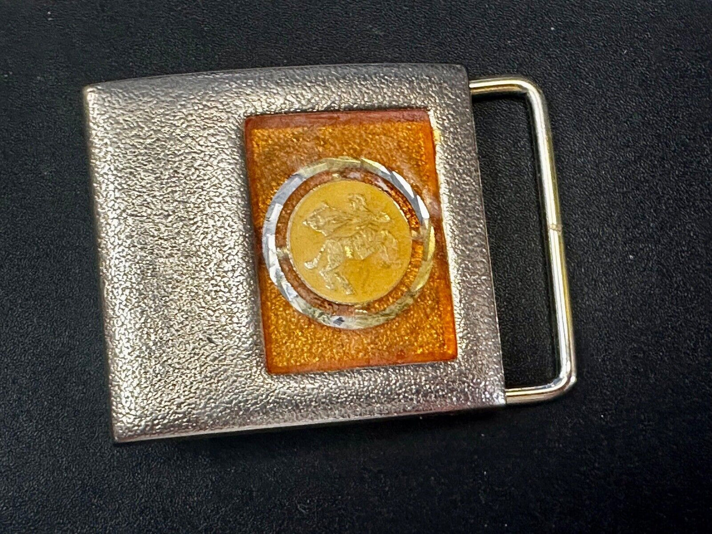 Symbol? Dancing Couple? - Vintage Two Tone Belt Buckle by Lee NY