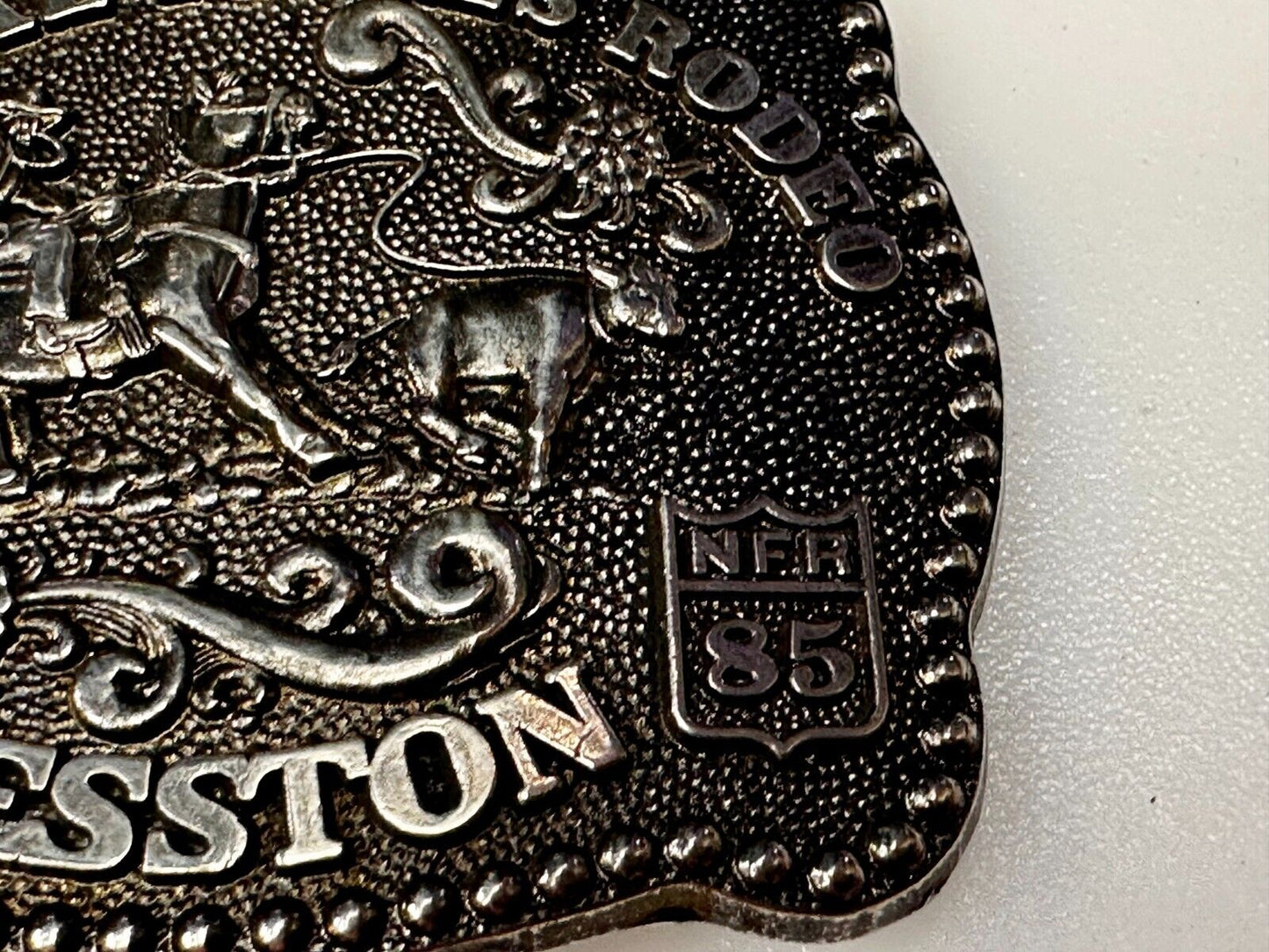 1985 Hesston NFR National Finals Rodeo YOUTH SIZE Western Collectors Belt Buckle