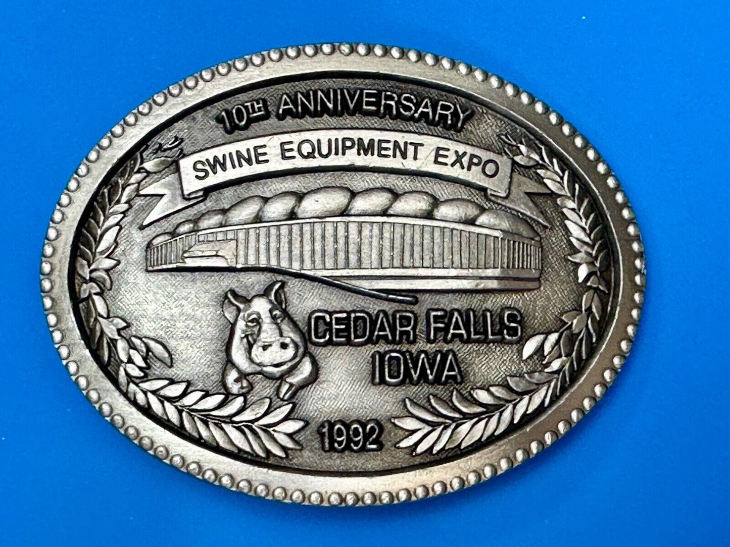 Swine Equipment Expo 10th Anniversary Cedar Falls IA 1992 Vintage Belt Buckle