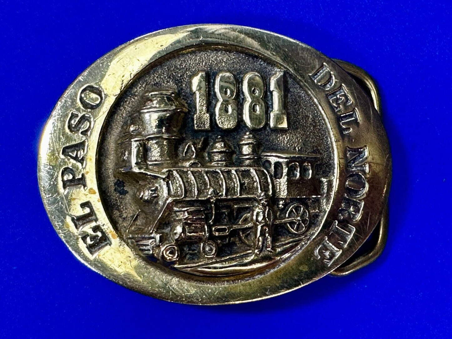 Train Engine El Paso Del Norte 1881 Rail Road Locomotive Solid Brass Belt Buckle