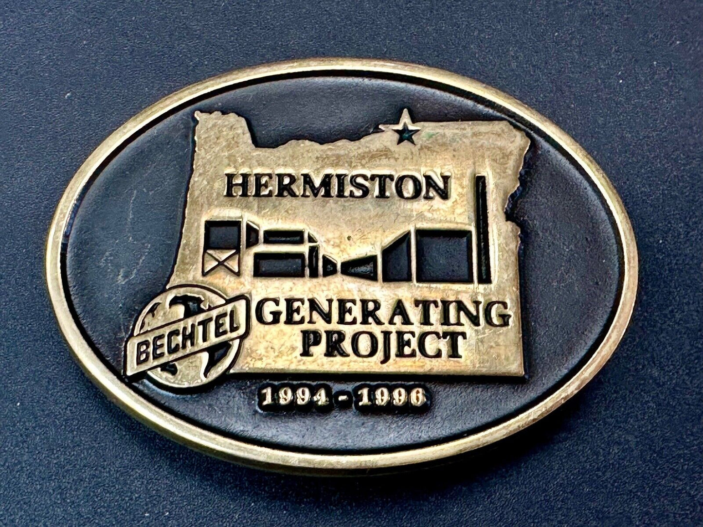 Bechtel HERMISTON Generating Project GE 7FA 94 - 96 Vtg. Anacortes belt buckle