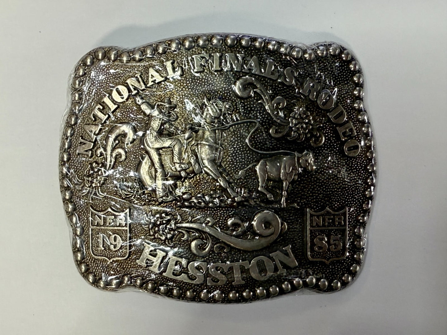 1985 Hesston NFR National Finals Rodeo Calf Roping NOS Collectors Belt Buckle