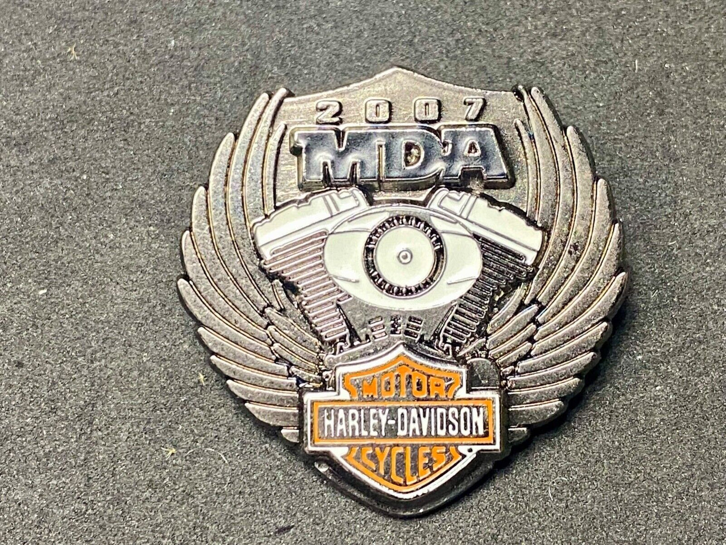 2007 MDR Ride Harley Davidson Motorcycle Collectors pin Engine & Wings
