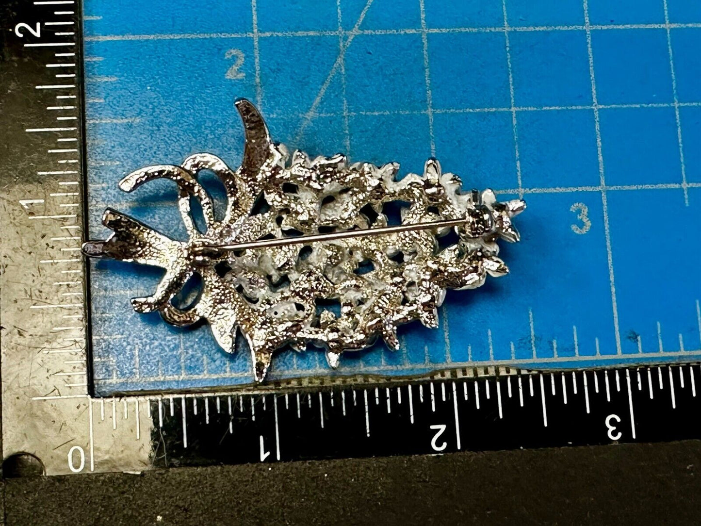 Vintage Enameled Flower Bouquet Silver Tone Vintage Brooch Pin