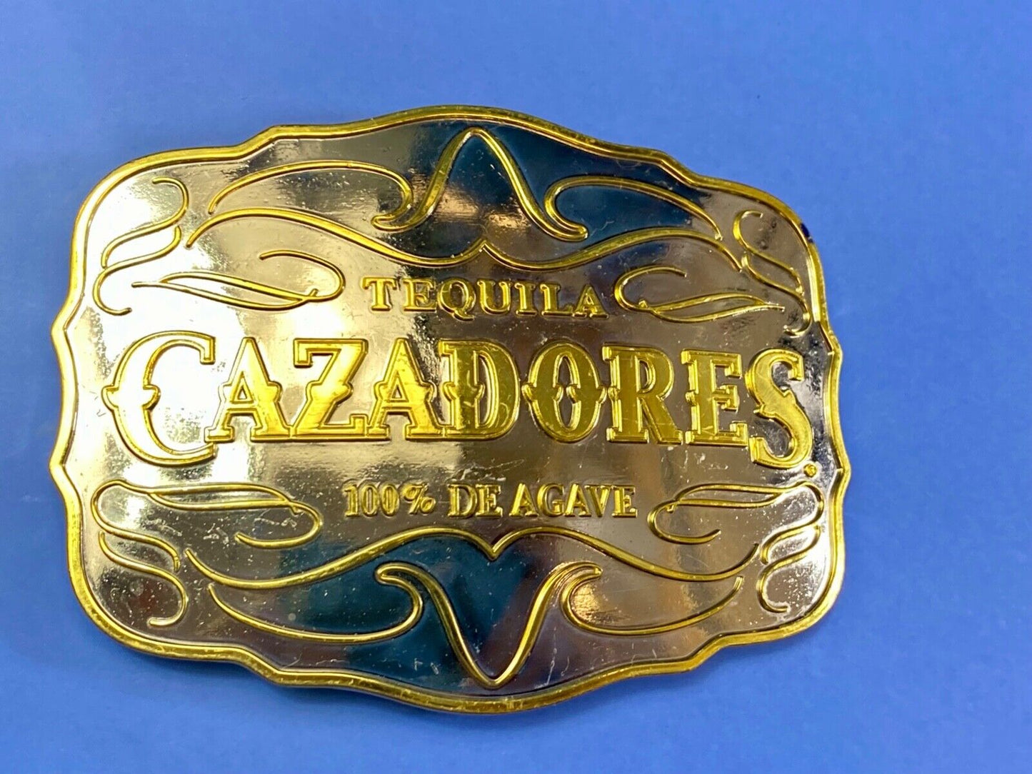 TEQUILA CAZADORES 100% DE AGAVE BELT BUCKLE RARE ADVERTISING OVERSIZED, HUGE!