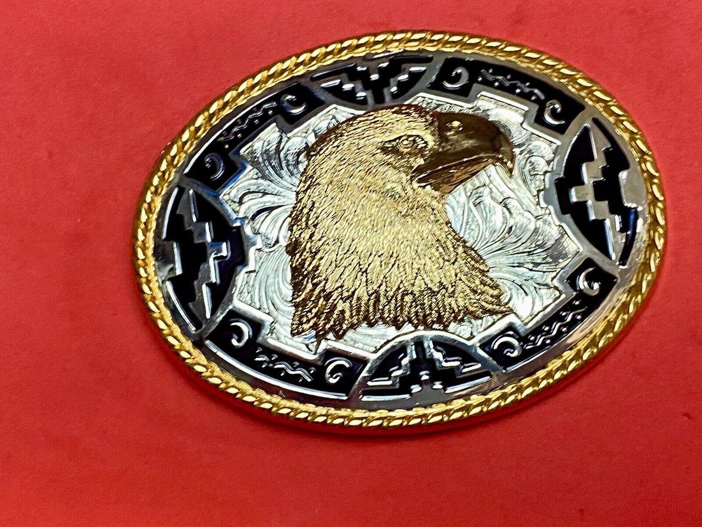 Beautiful American Bald Eagle Bird Southwest Style Vintage Belt Buckle by Ivan